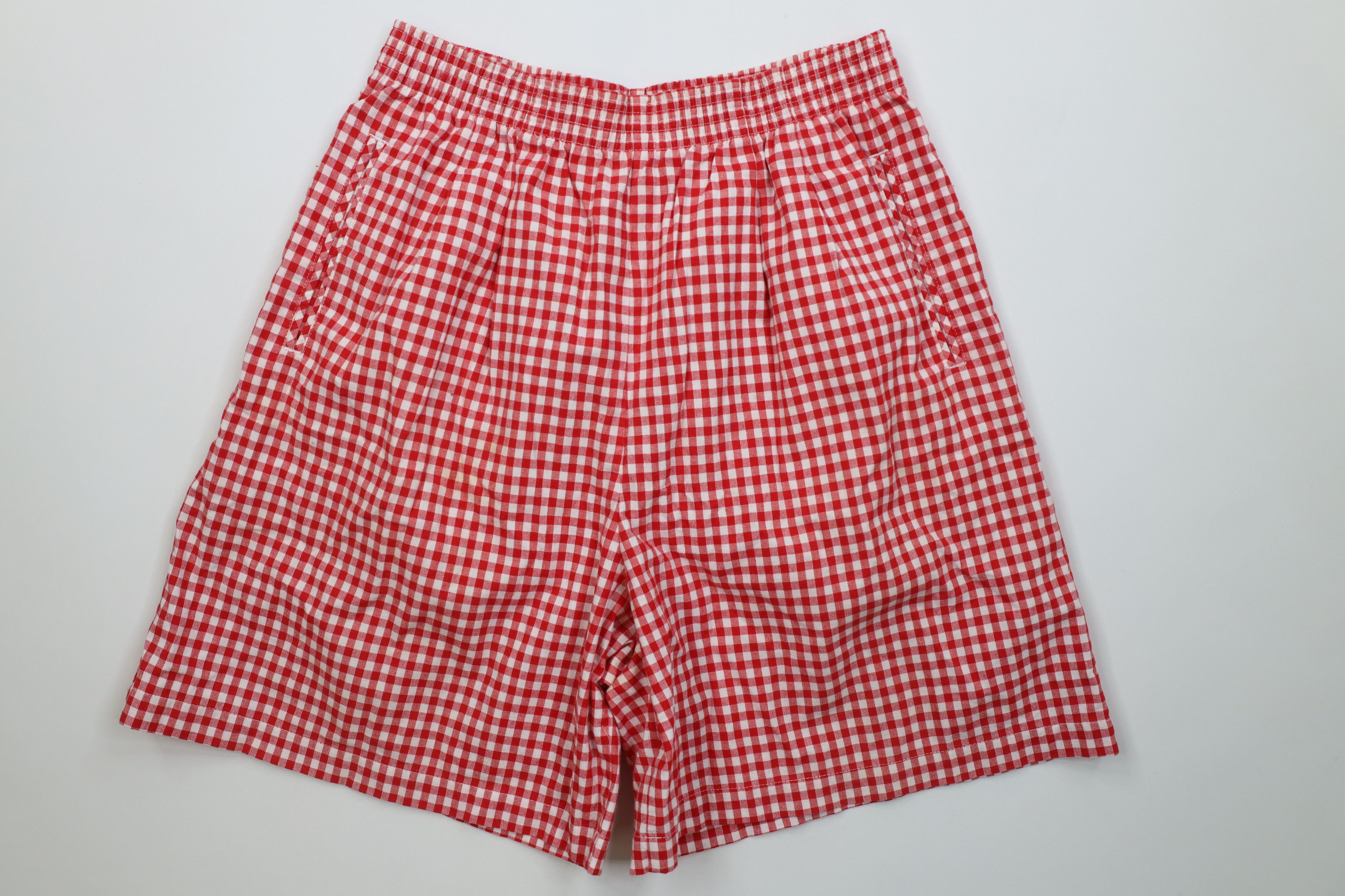 Vintage Vintage 90s Streetwear Country Western Shorts Gingham Red Size 28" / US 6 / IT 42 - 1 Thumbnail