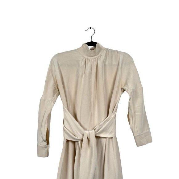 Designer × Tibi TIBI Tie-Belt Cream/Beige Women's Sz 4 Long Sleeve, Mock Nec Size S / US 4 / IT 40 - 2 Thumbnail