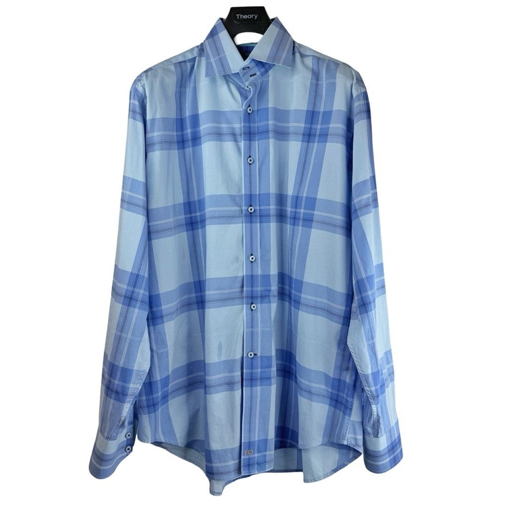 Thomas Dean NWOT THOMAS DEAN Men's Blue Plaid Thin Dress Shirt Size XL Size US XL / EU 56 / 4 - 2 Thumbnail