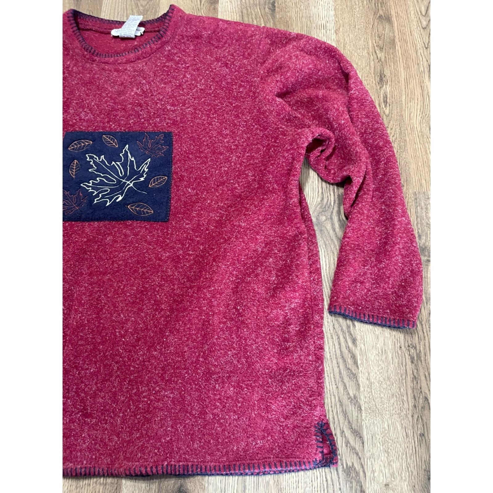 Vintage Bonnie Evans Sweater Women L Red Long Sleeve Leaves Pullover Casual Fall Spring Summer Regular Size L / US 10 / IT 46 - 4 Thumbnail