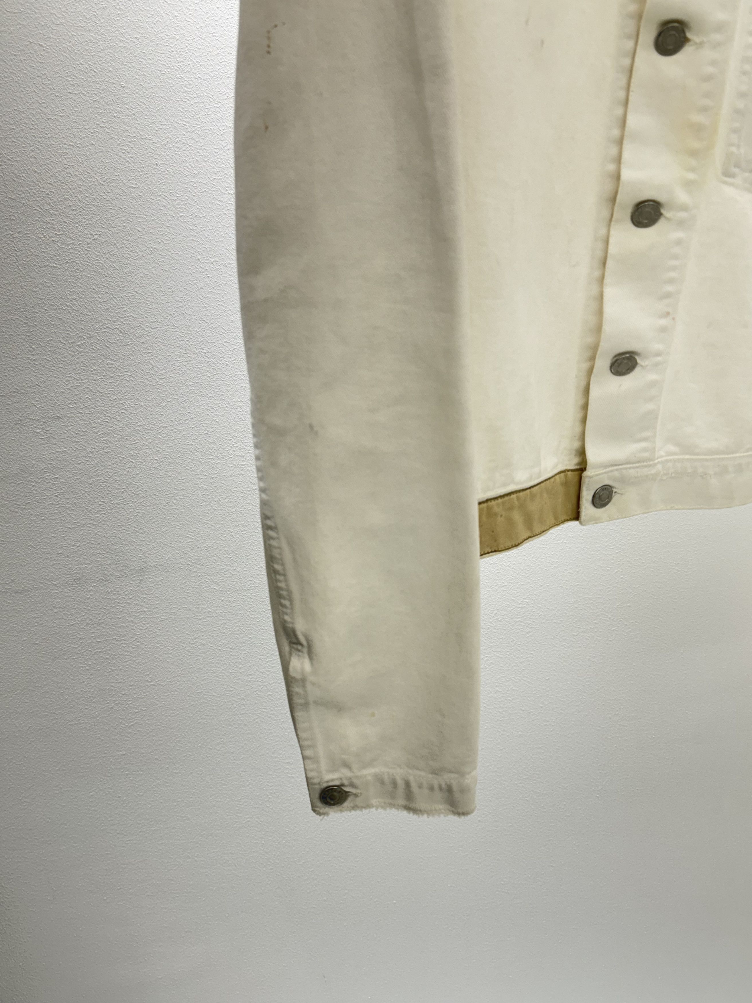 Helmut Lang 2003ss leather sleeve trucker jacket