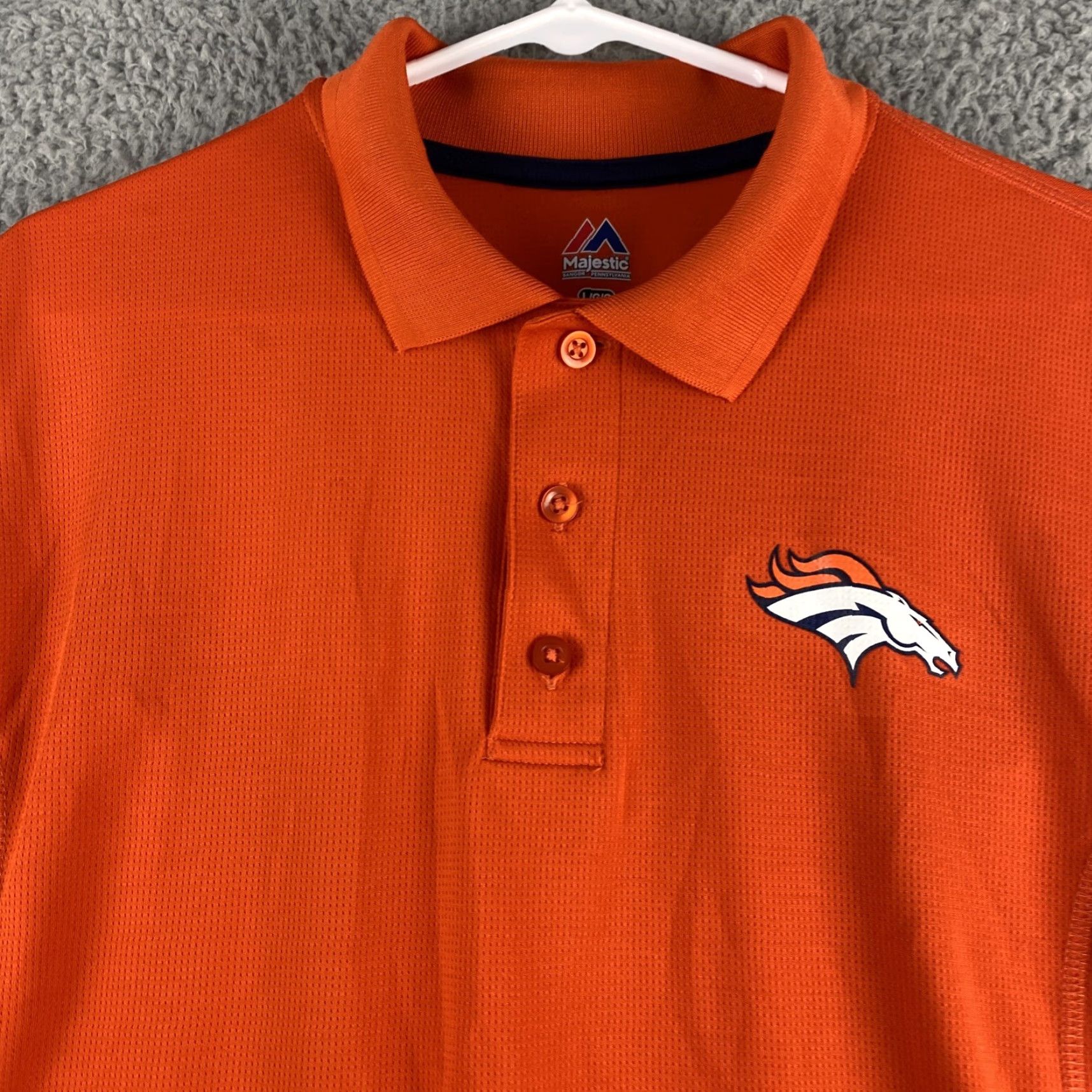 Vintage Majestic Polo Shirt Broncos Logo Short Sleeve Orange L Men’s / 58-3 Size US L / EU 52-54 / 3 - 2 Thumbnail
