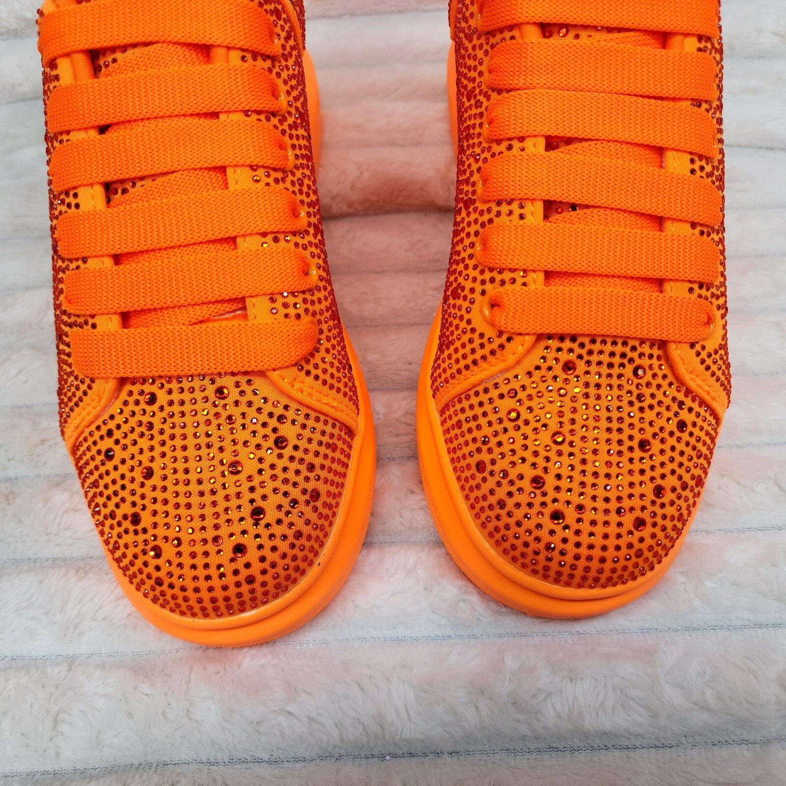 Other Cush Baby Bright Orange Rhinestone Sneakers Tennis Shoes (US Size US 5 / IT 35 - 5 Thumbnail
