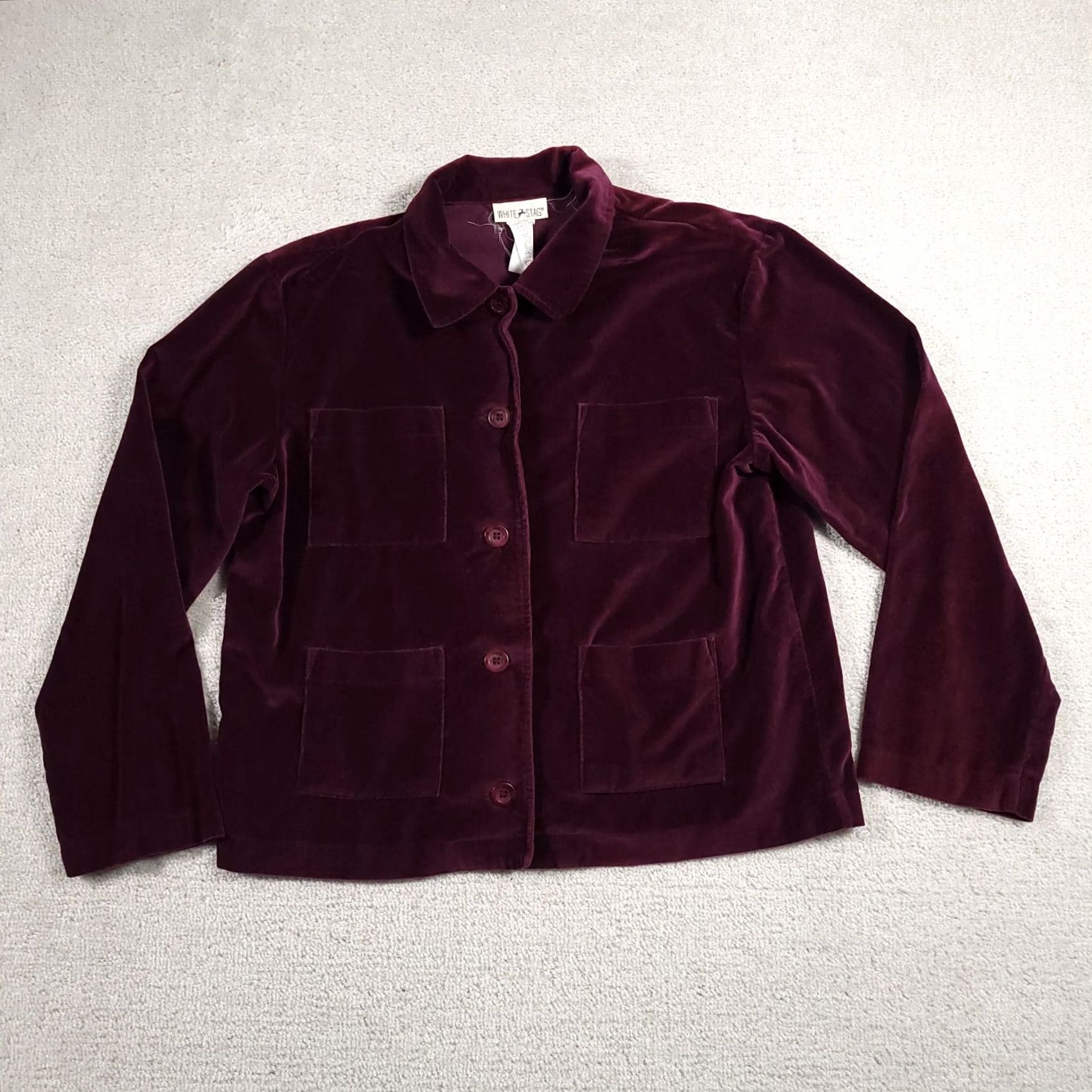 Vintage VINTAGE White Stag Velour Purple Long Sleeve Button Up Jacket Womens Size 10 Size L / US 10 / IT 46 - 2 Thumbnail