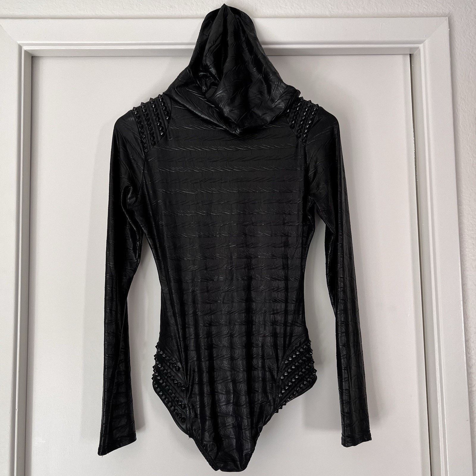 L.A. Roxx L.A. Roxx S/M Bodysuit Faux Leather Spike Studs Zip Up Hood Size S / US 4 / IT 40 - 5 Thumbnail