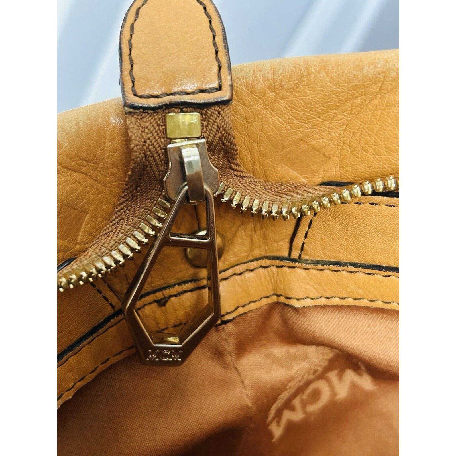 MCM MCM Visetos Leather Cross Shoulder Bag Camel Tan Handbag Size ONE SIZE - 7 Thumbnail
