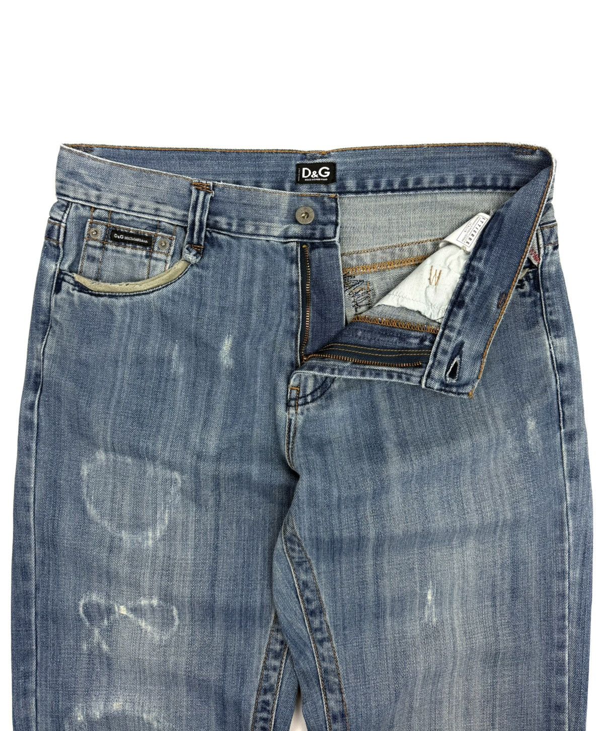 Dolce & Gabbana 00s Dolce & Gabbana Vintage Distressed Logo Jeans Blue Italy Size 34" / US 12 / IT 48 - 4 Thumbnail