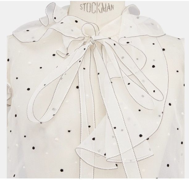 Dior o1w1db10924 Dots Organza Top in White Size XL / US 12-14 / IT 48-50 - 3 Thumbnail