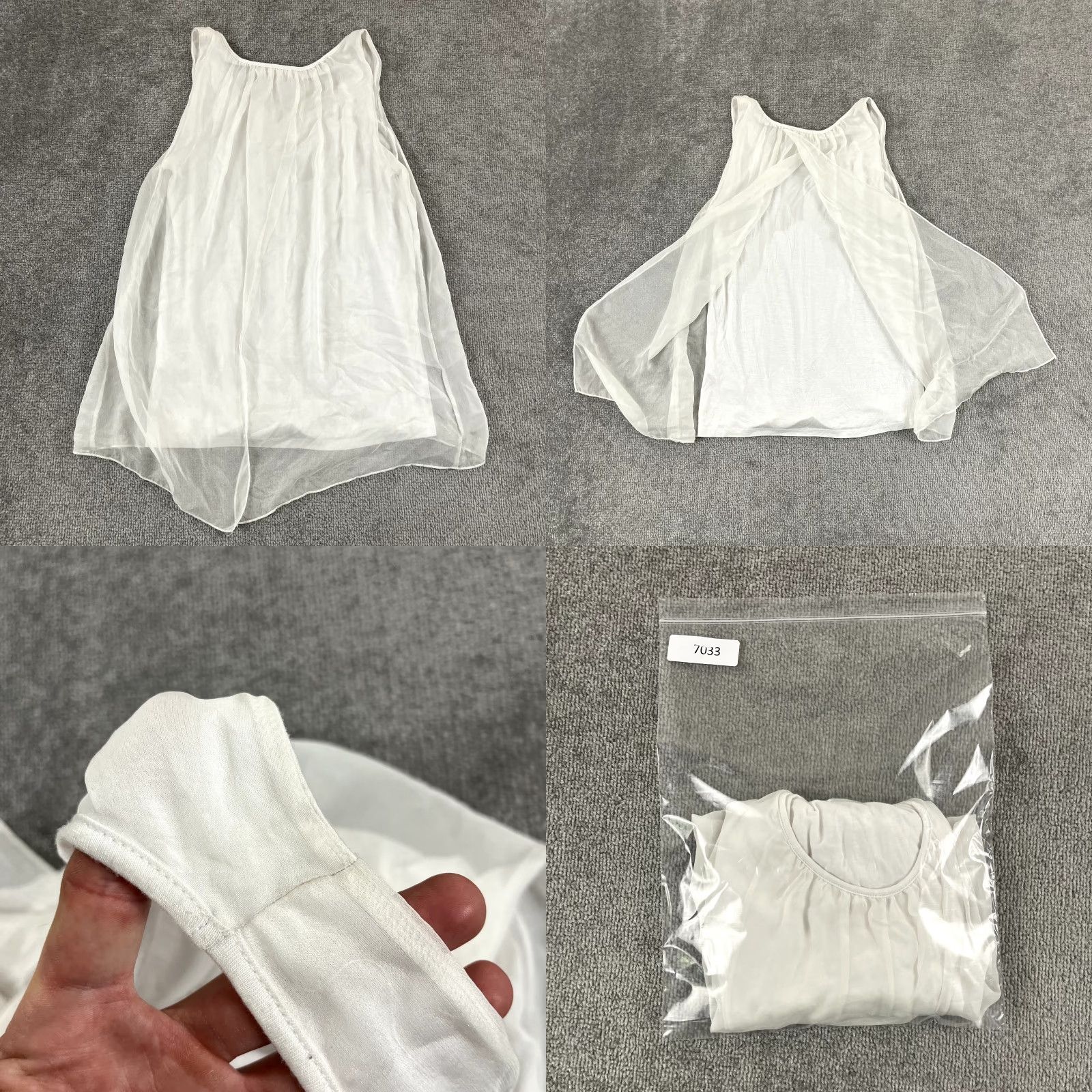 Vintage LUNA LUZ Women's Blouse Medium White Silk Sleeveless Halter Round Neck Casual Classic Size M / US 6-8 / IT 42-44 - 8 Thumbnail