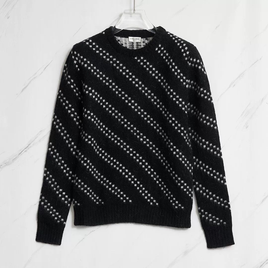 Saint Laurent Paris Saint Laurent Men's Checked Jacquard Sweater Size US S / EU 44-46 / 1 - 1 Thumbnail