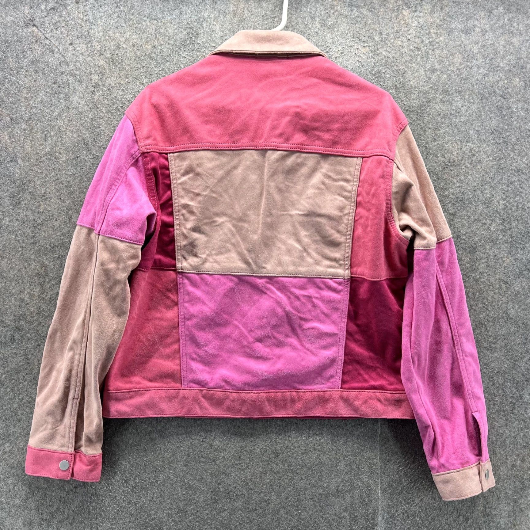MNML mnml Jacket Women M Pink Colorblock Suede Bomber Snap Lined Streetwear Size M / US 6-8 / IT 42-44 - 2 Thumbnail