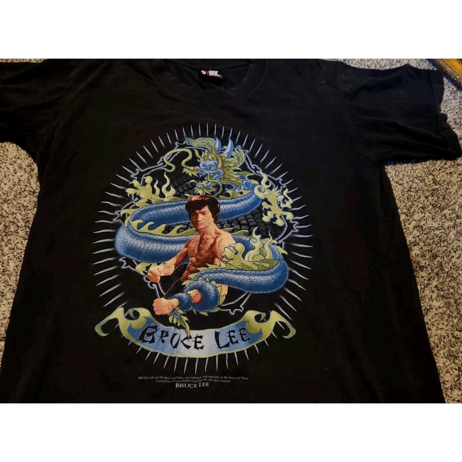 Lee VINTAGE Giant Bruce Lee Black T Shirt Mens M Medium Graphic Print Crew Neck Short Sleeve Dragon Movie Promo EUC Size US M / EU 48-50 / 2 - 2 Thumbnail