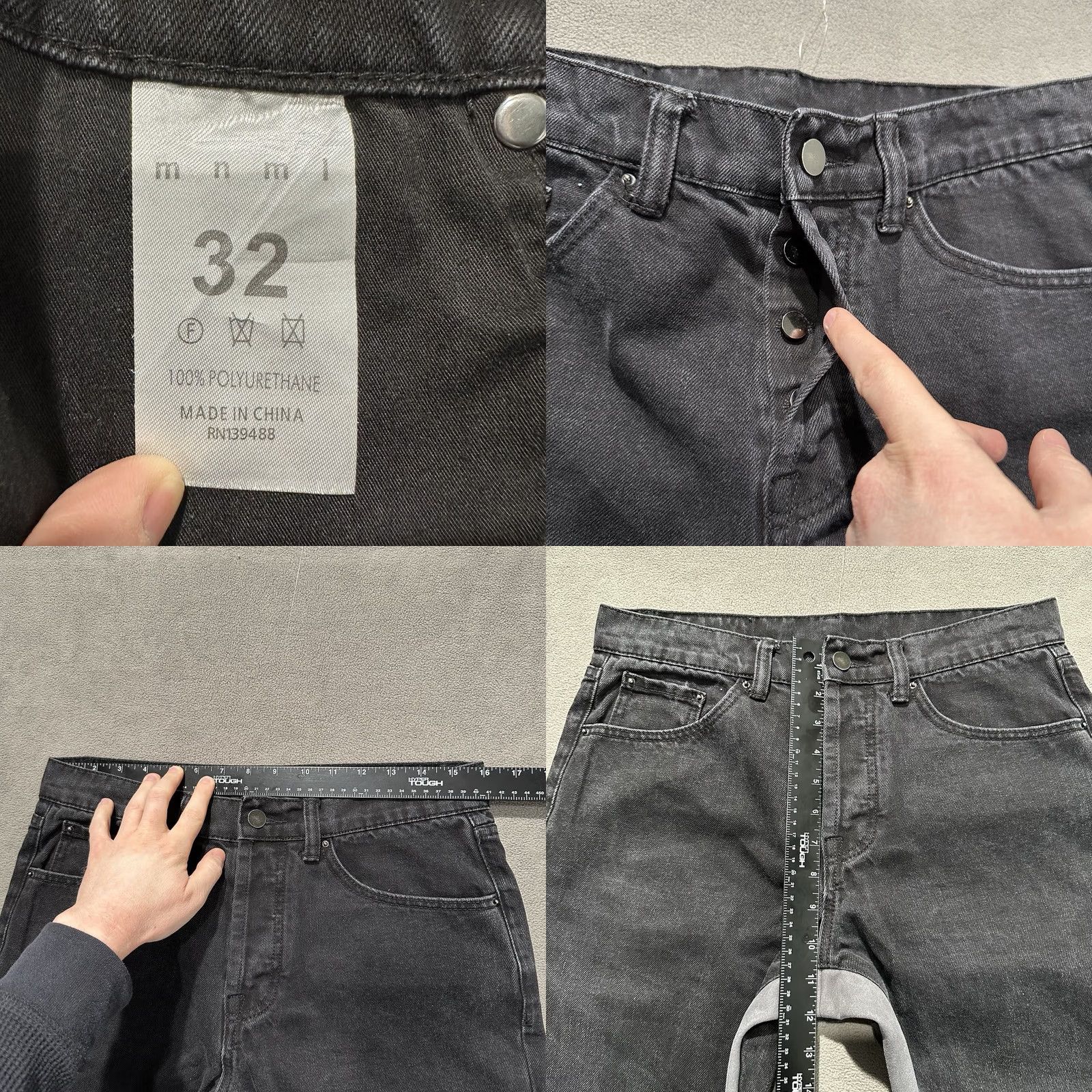 MNML EUC MNML Jeans Men 32x31 Black Denim Slim Fit Wide Leg Straight Knit Casual Size US 32 / EU 48 - 8 Thumbnail