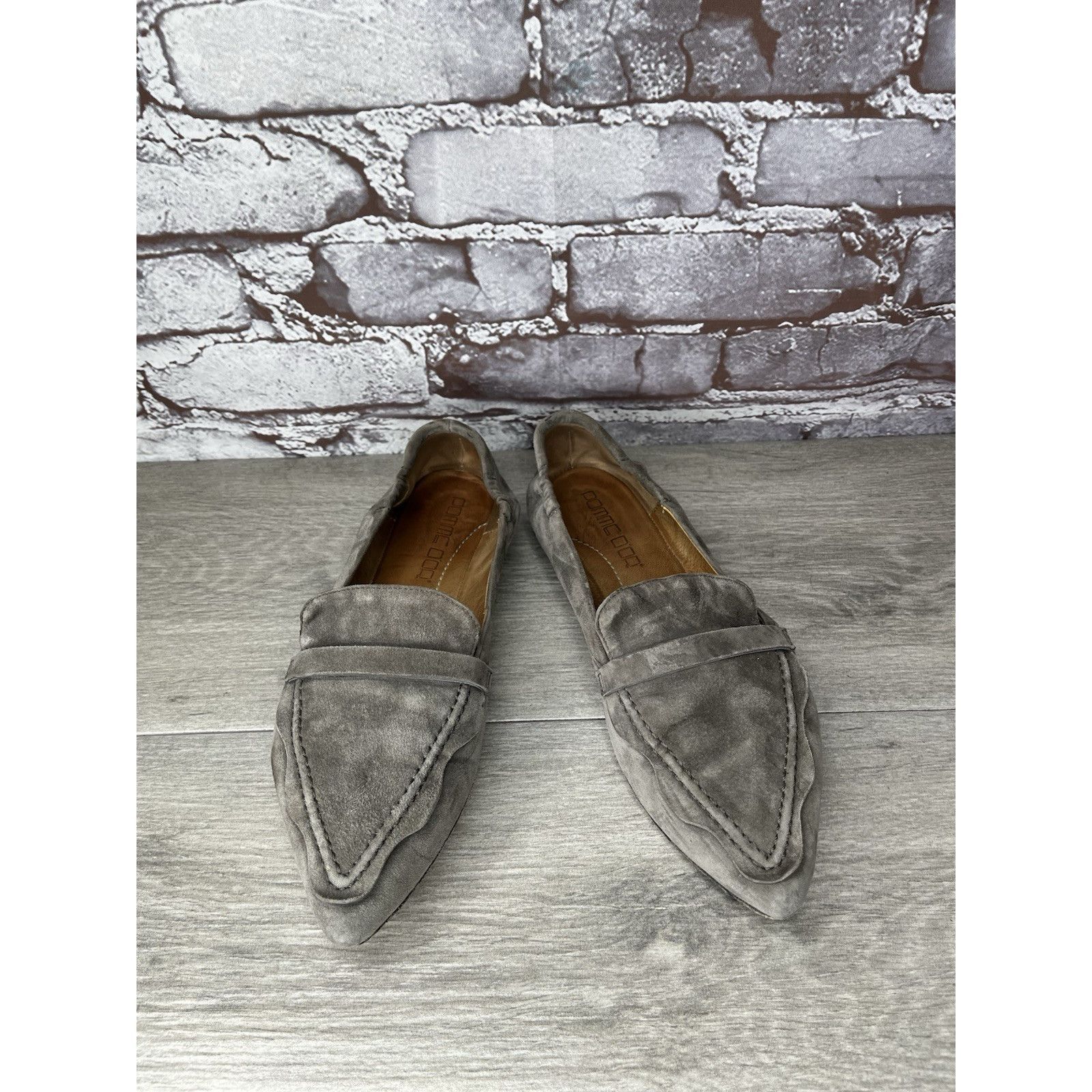 gomme Pomme D’or Gray Suede Leather Pointed Toe Ballet Flats Women Size US 7.5 / IT 37.5 - 3 Thumbnail