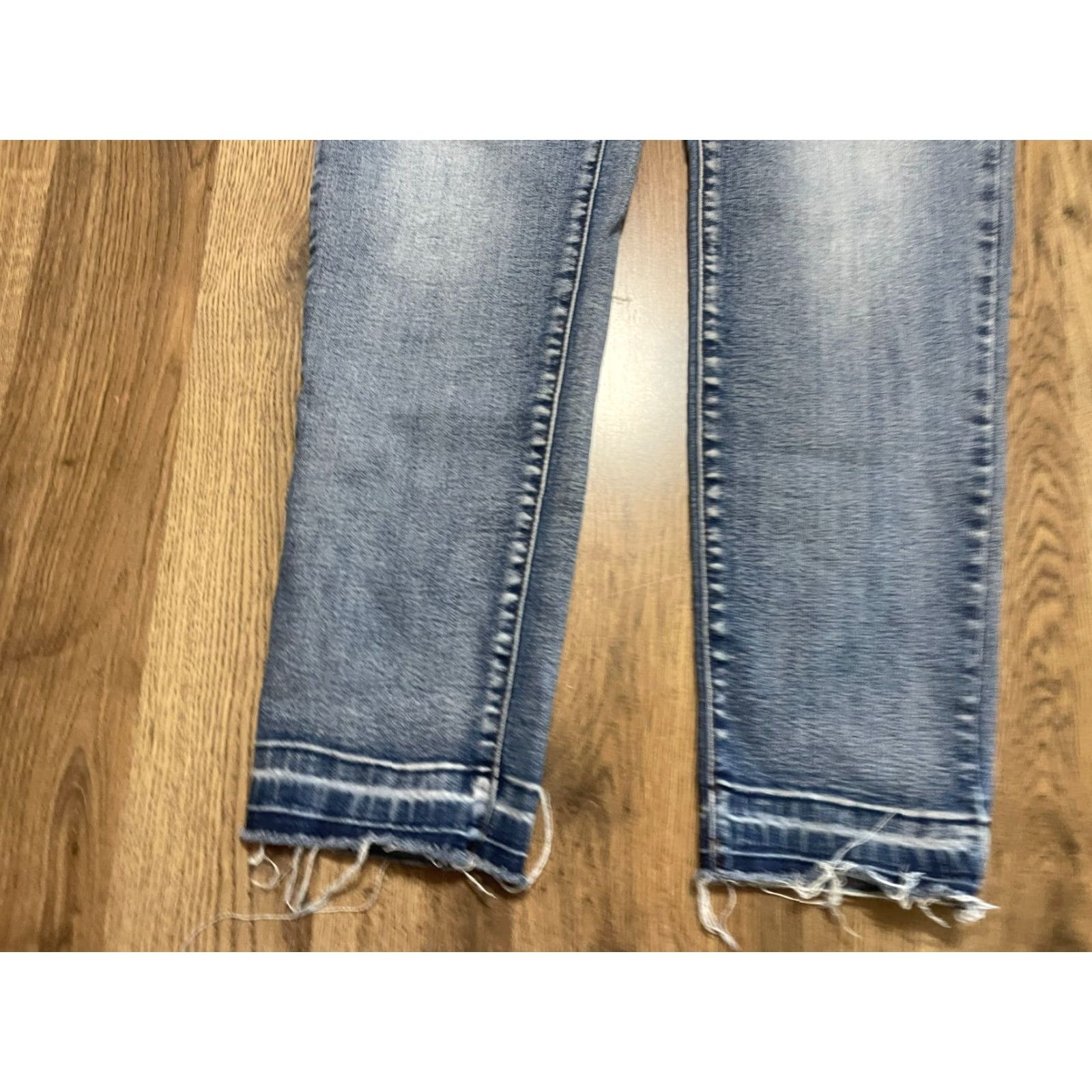 Vintage Tribal Jeans Women's 12 Blue Denim Slim Fit Raw Hem Pockets Ankle Regular Inseam 28 Size 34" / US 12 / IT 48 - 3 Thumbnail