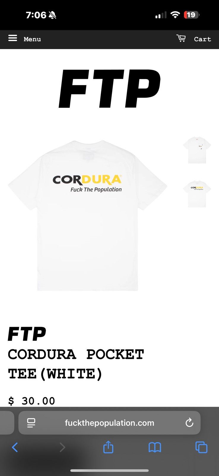 Fuck The Population Fuck the Population X Cordura Pocket Tee Size US S / EU 44-46 / 1 - 3 Thumbnail