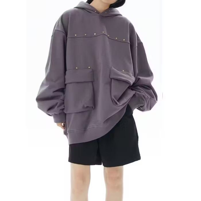 Japanese Brand Button Decor Purple Pullover Hoodie Size US M / EU 48-50 / 2 - 1 Thumbnail