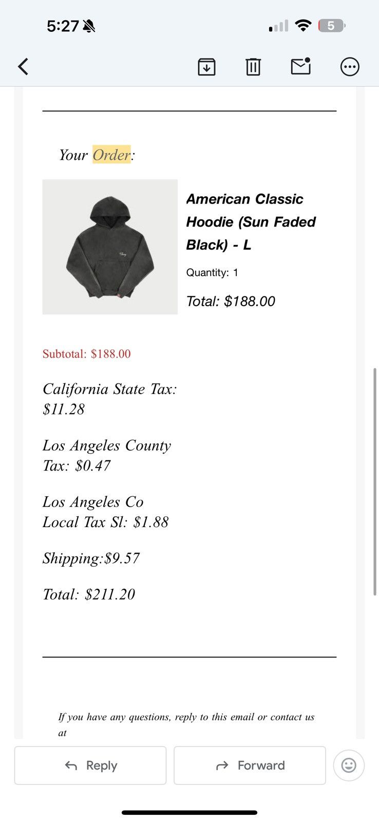 Cherry LA American Classic Hoodie (Sun Faded Black) Size US L / EU 52-54 / 3 - 4 Thumbnail