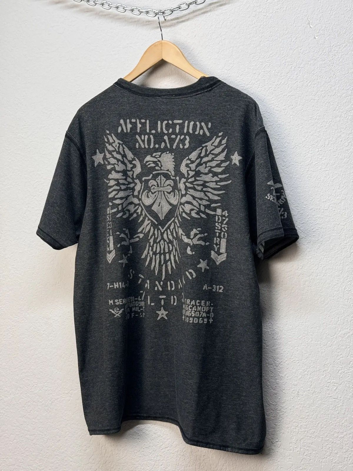 Affliction × Japanese Brand × Vintage Vintage Reversible Affliction Double Skull Black T Shirt Size US XL / EU 56 / 4 - 10 Thumbnail