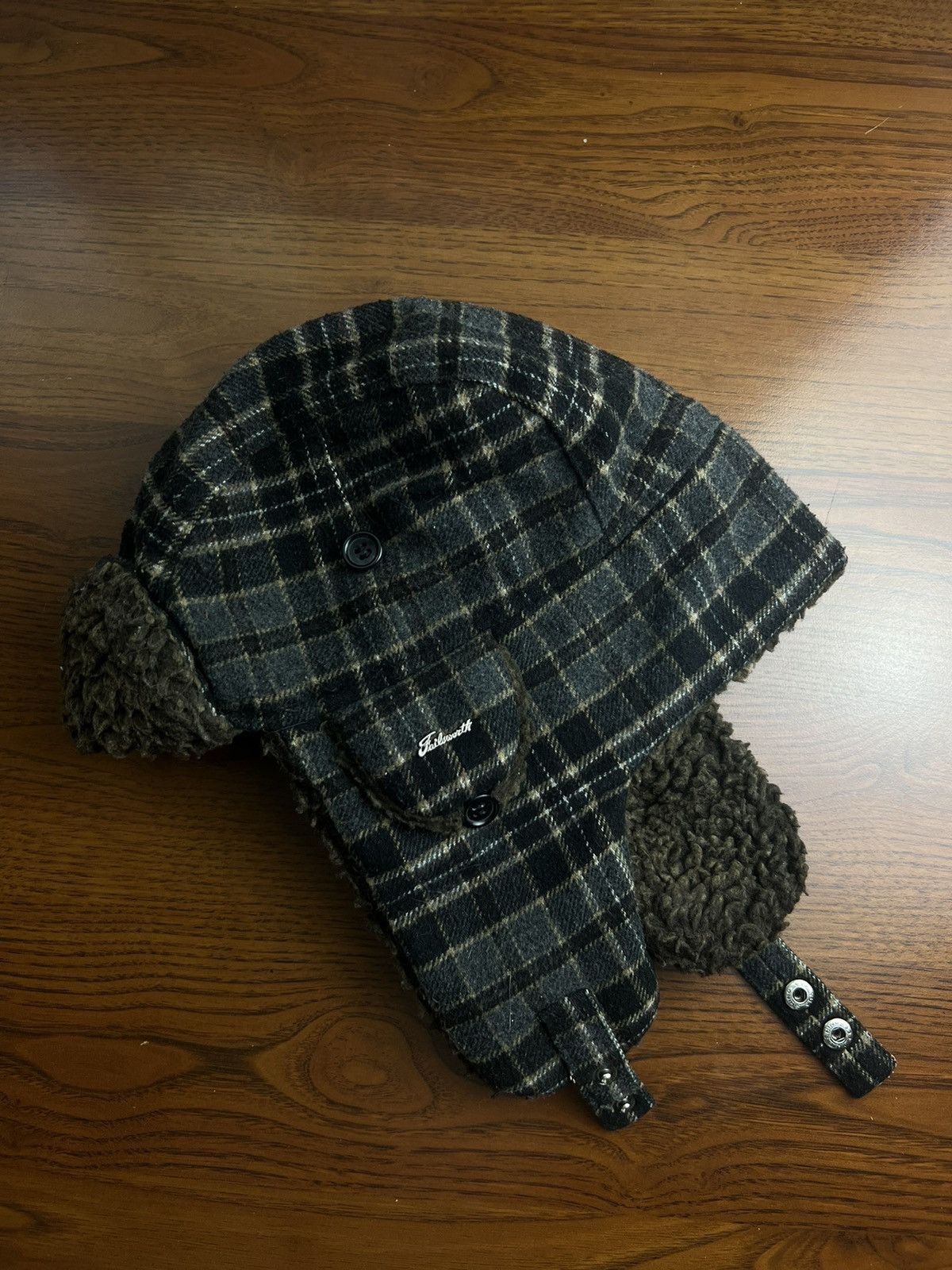 Pre-owned Vintage Y2k 00s Ushanka Trooper Faux Cozy Striped Winter Hat In Brown