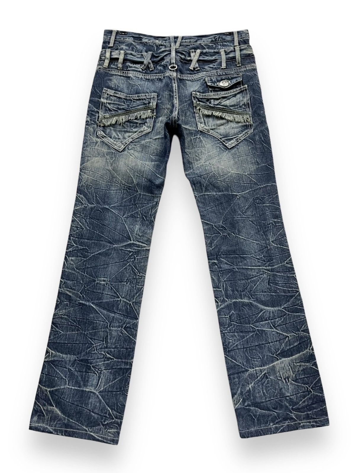 Japan Blue 🔥FYE💥BLOW BY BLUE Double Waist Acid Wash Punk Skulls Jeans Size US 31 - 5 Thumbnail