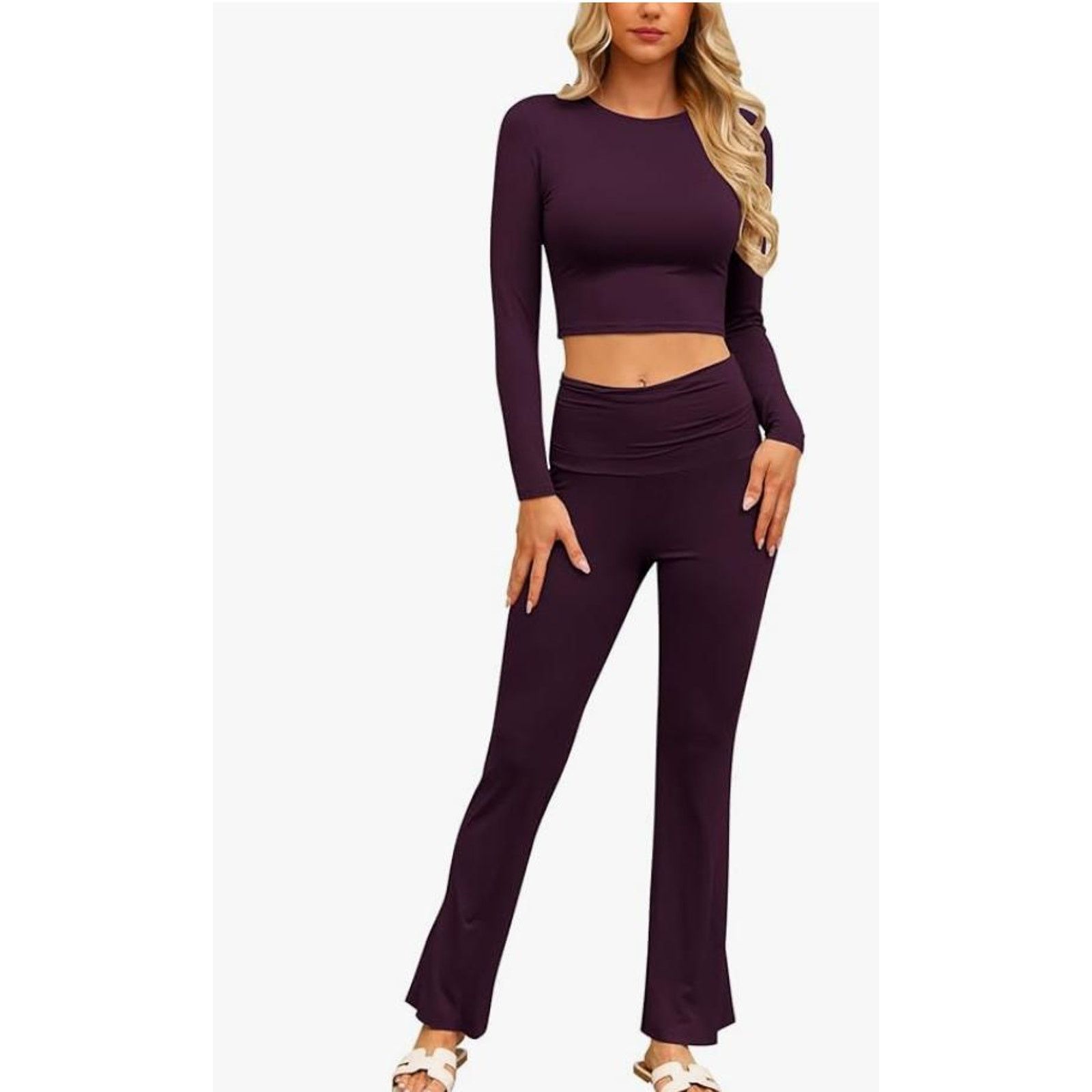 The Unbranded Brand Lounge Sets Fold-Over Flare Pants,EXTRA SMALL Size 24" / US 00 / IT 34 - 1 Thumbnail