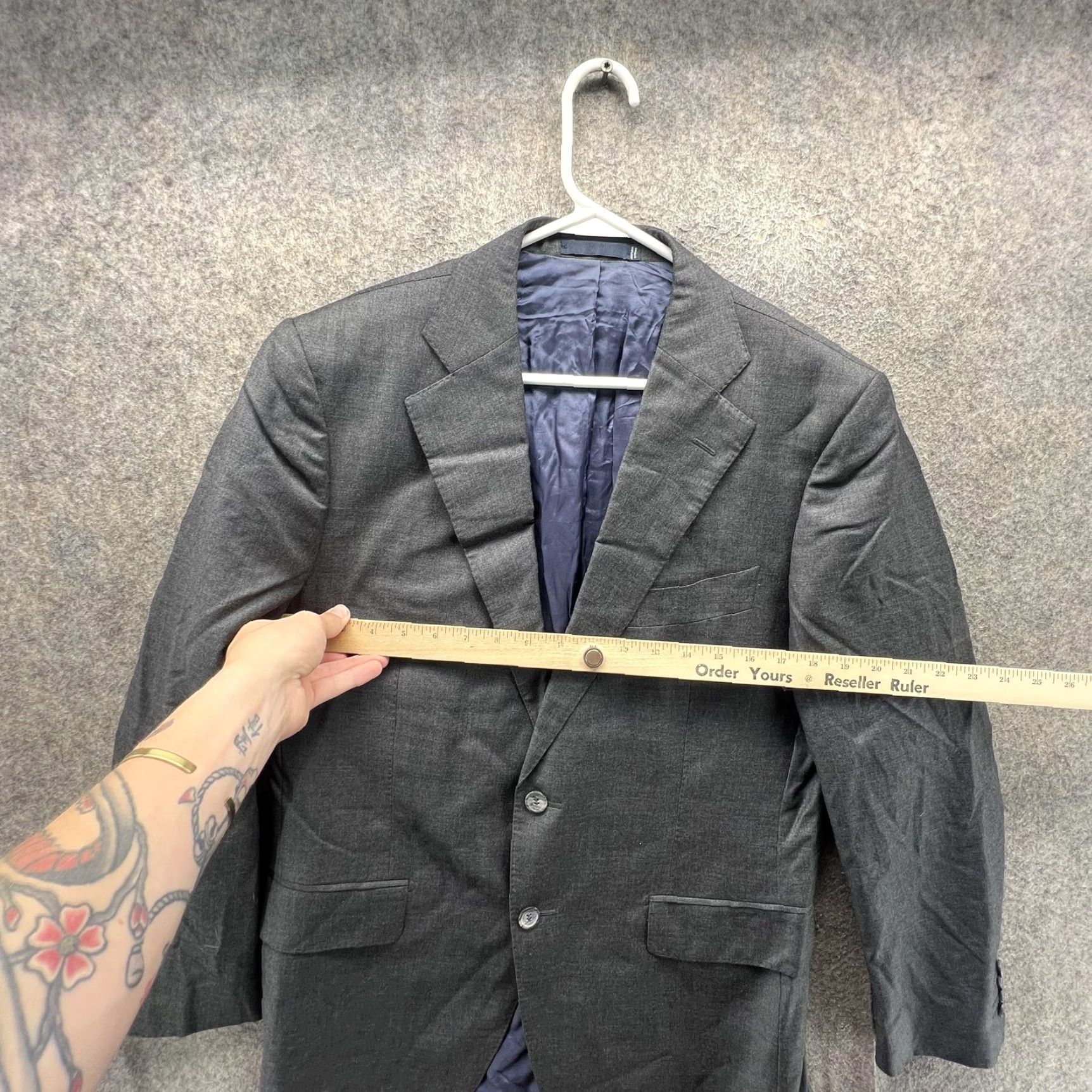 Suitsupply Suitsupply Suit Jacket Mens 52 Gray Wool Two Button Slim Fit Italy Super 110s Notch Lapel Size 52R - 5 Thumbnail