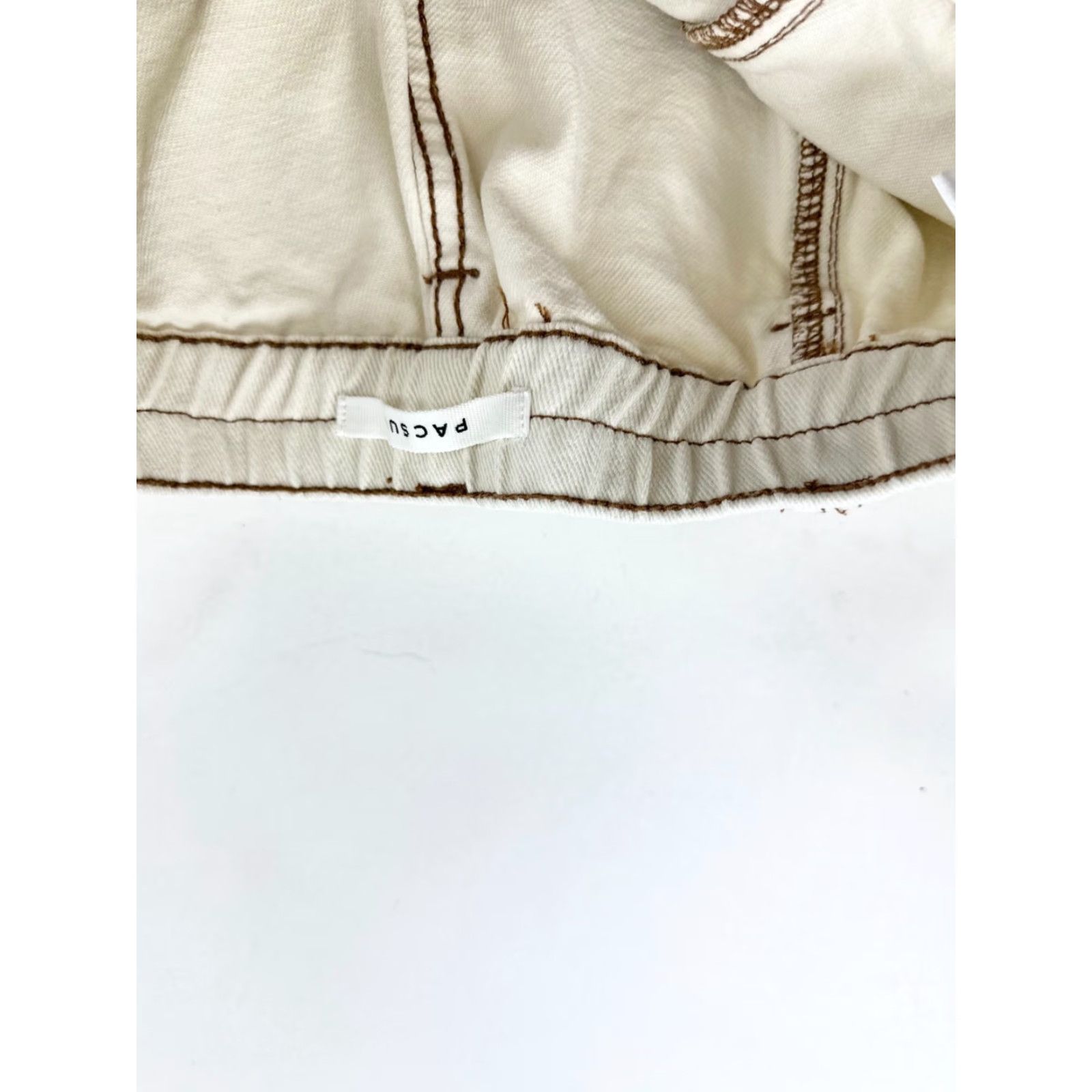 Pacsun PacSun Pants Womens Large Ivory Cargo Pocket Double Stitch Comfort Elastic Waist Pants Size 36" / US 14 / IT 50 - 3 Thumbnail