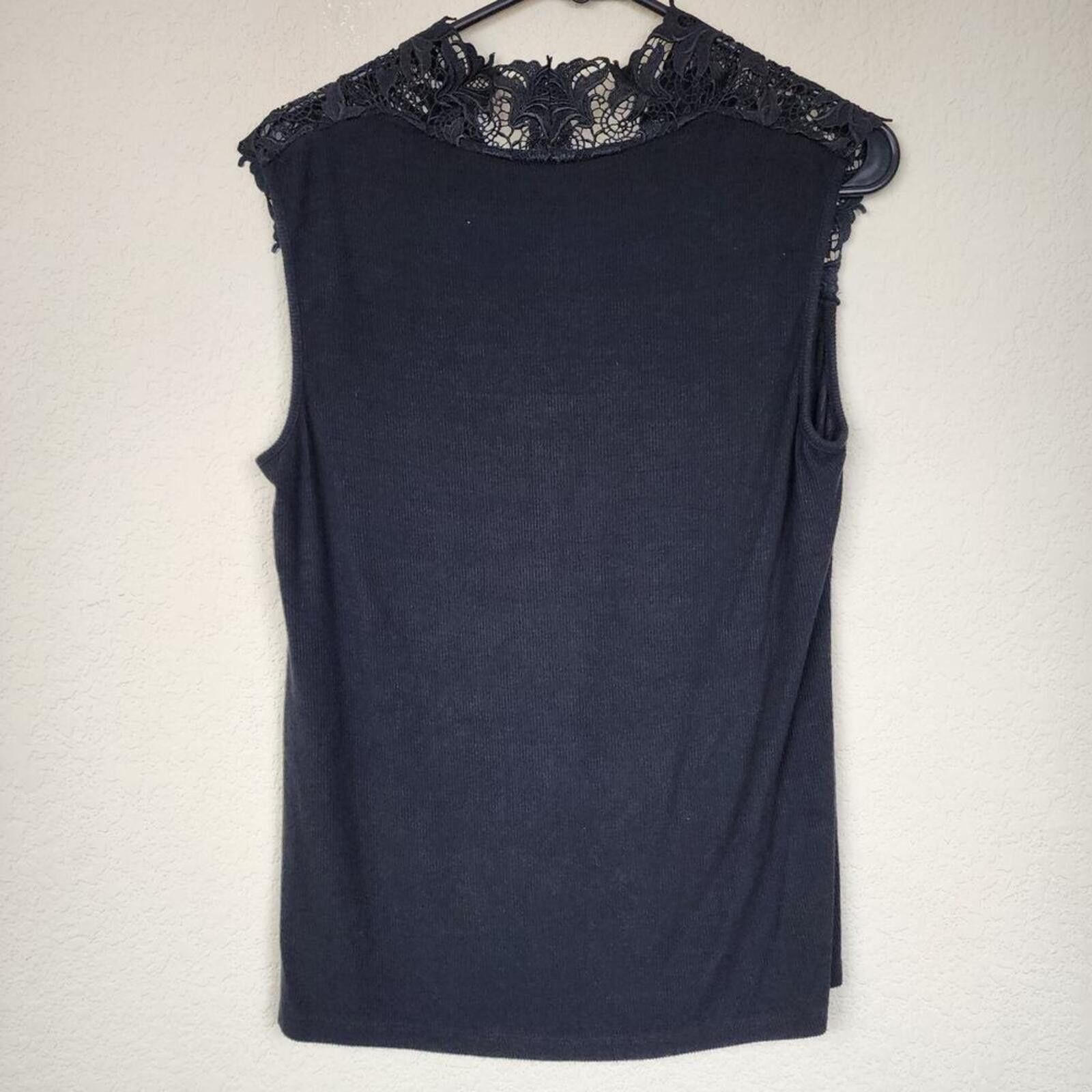 Sterling Silver Stera Medium Black Lace Gothic Tank Top Blouse Size M / US 6-8 / IT 42-44 - 5 Thumbnail