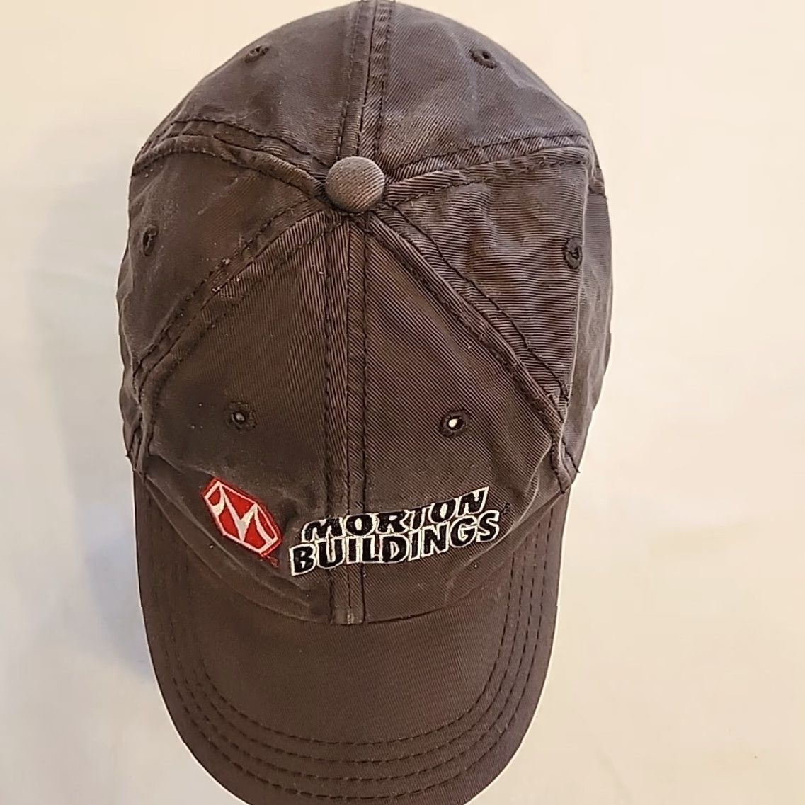 Vintage MORTON BUILDINGS Hat Gray Strap Back Cap Barn Construction Machine Shed Farm Adjustable Cotton Baseball Cap Men Size ONE SIZE - 4 Thumbnail