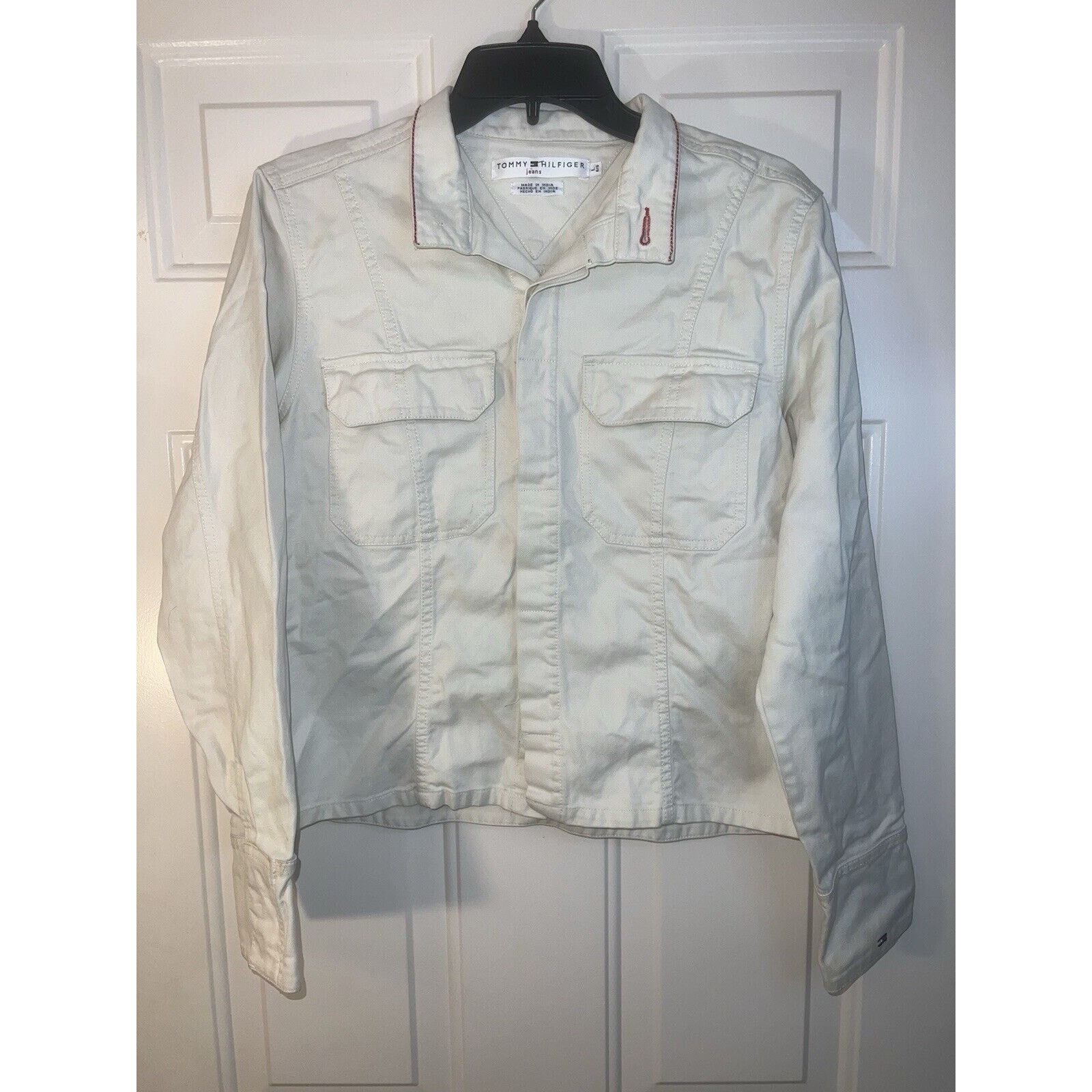 Tommy Jeans Tommy Hilfiger Trucker Denim Jacket White Womens Large Chore Size L / US 10 / IT 46 - 1 Thumbnail