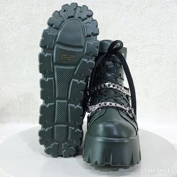 Other Emo Stomp 2" Platform Stomper Ankle Boots With Chain Design Size US 6 / IT 36 - 4 Thumbnail