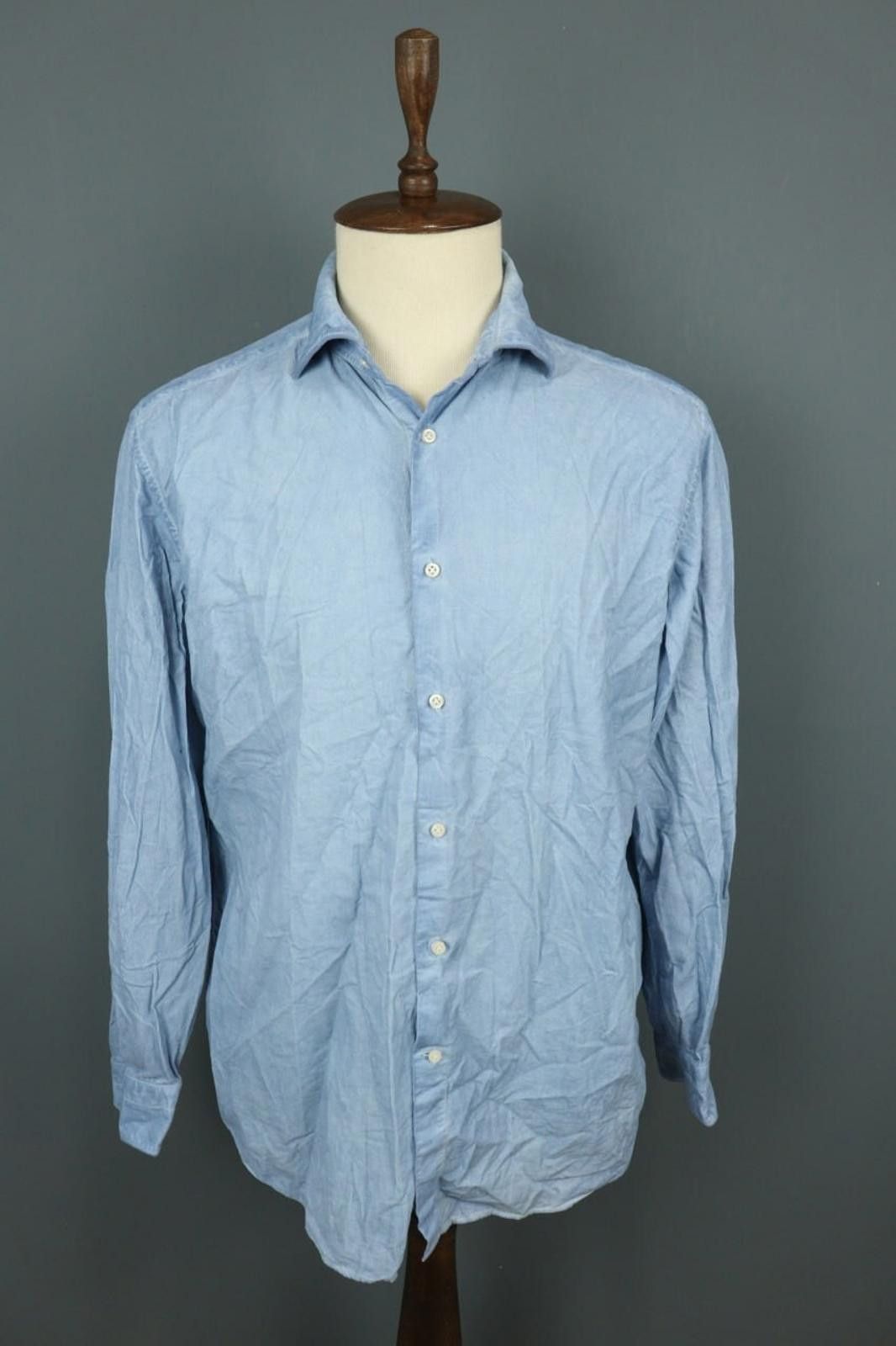 Designer Boggi Milano Custom Fit Blue Button Down Shirt Size XXL Size US XXL / EU 58 / 5 - 1 Thumbnail