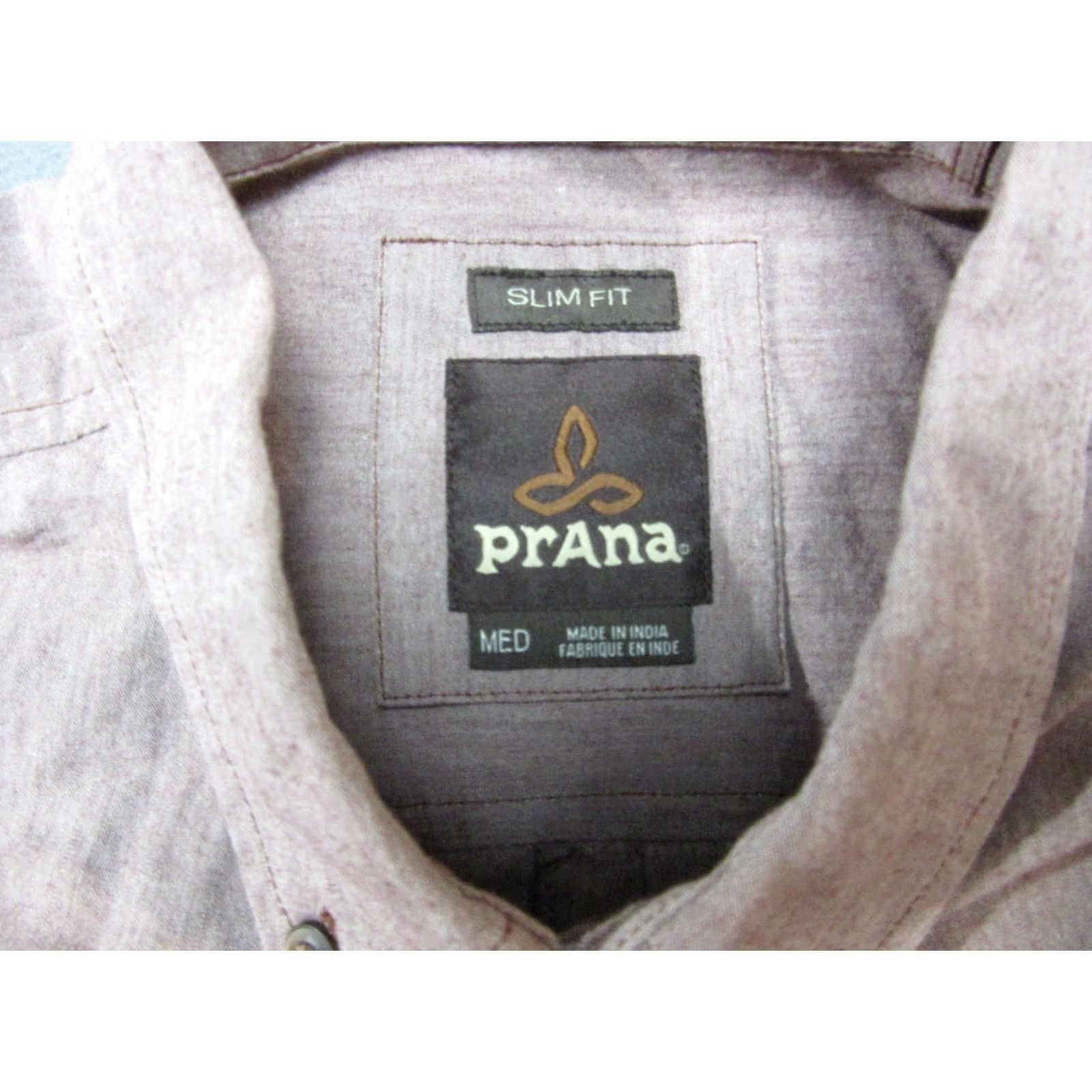 Prana prAna Shirt Mens Medium Beige Purple Two Tone Slim Fit Short Sleeve Button Down Size US M / EU 48-50 / 2 - 4 Thumbnail