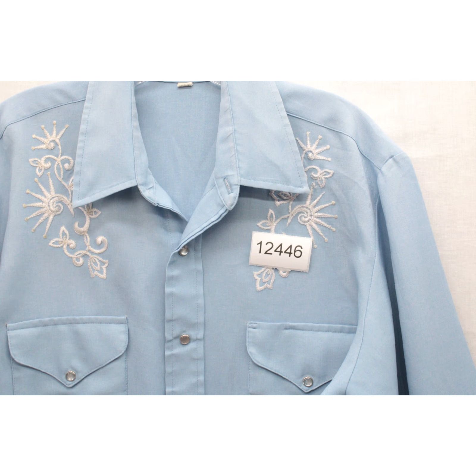 Vintage VINTAGE Western Shirt Blue Embroidered Pearl Snap Long Sleeve 16.5-34 Cowboy USA Men’s Shirt Size US XL / EU 56 / 4 - 8 Thumbnail