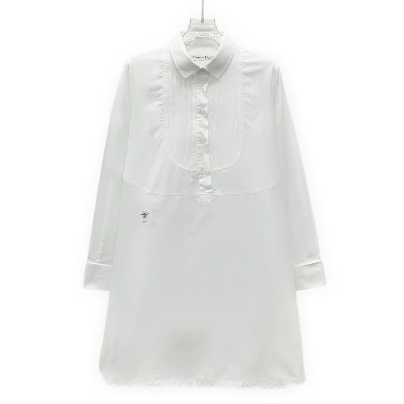 Dior Dior White bee embroidered cotton lapel long-sleeved shirt Size S / US 4 / IT 40 - 1 Thumbnail