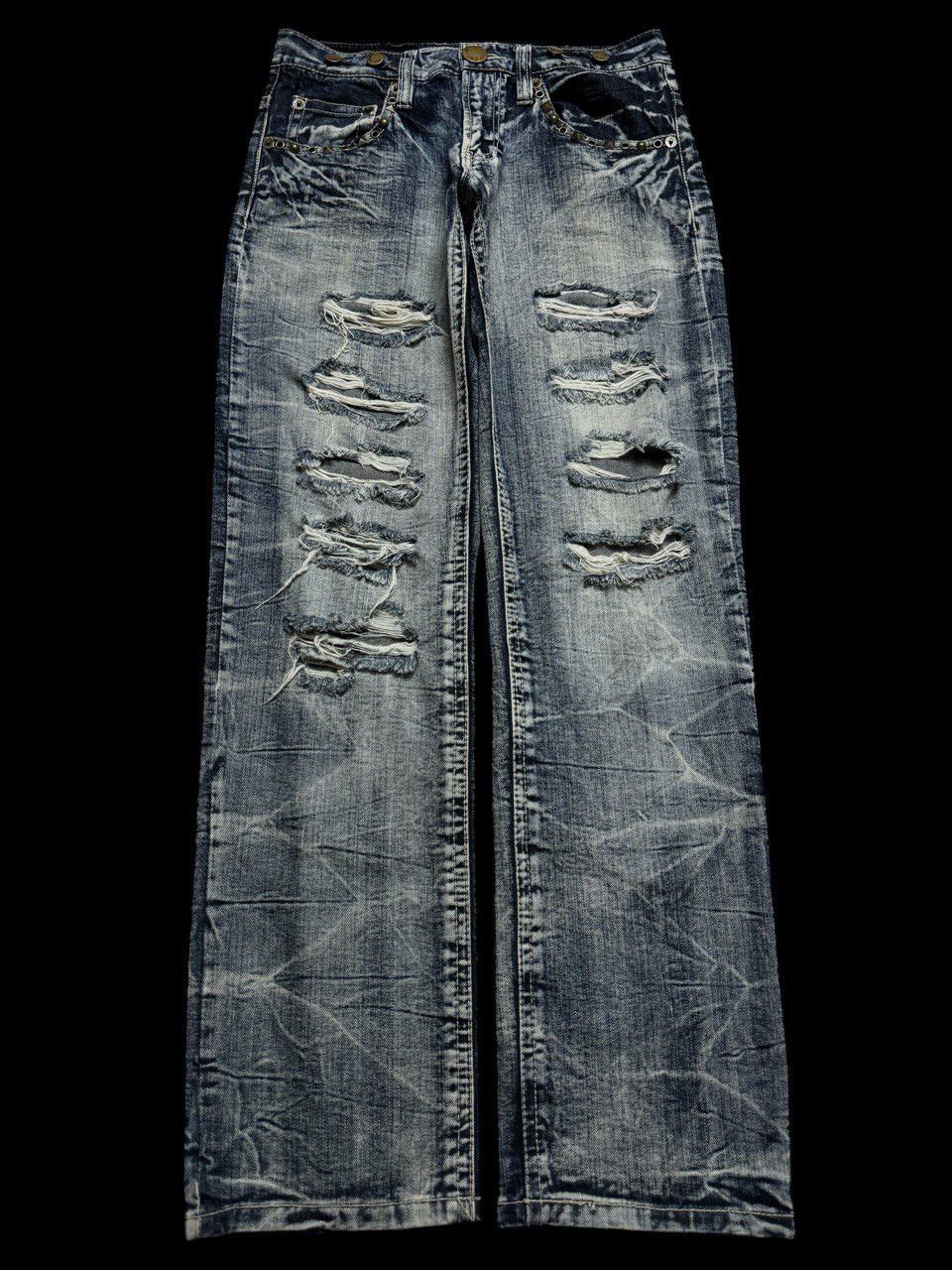 Seditionaries INSANE PUNK JEAN Japanese Washed Whisker Studded Distressed Size US 29 - 1 Thumbnail