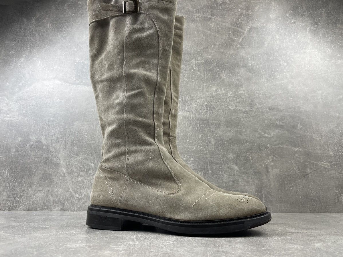 Santoni × Vintage Santoni Beige Half Brogue Suede Zip Belted Hight Boots Size US 9 / IT 39 - 2 Thumbnail