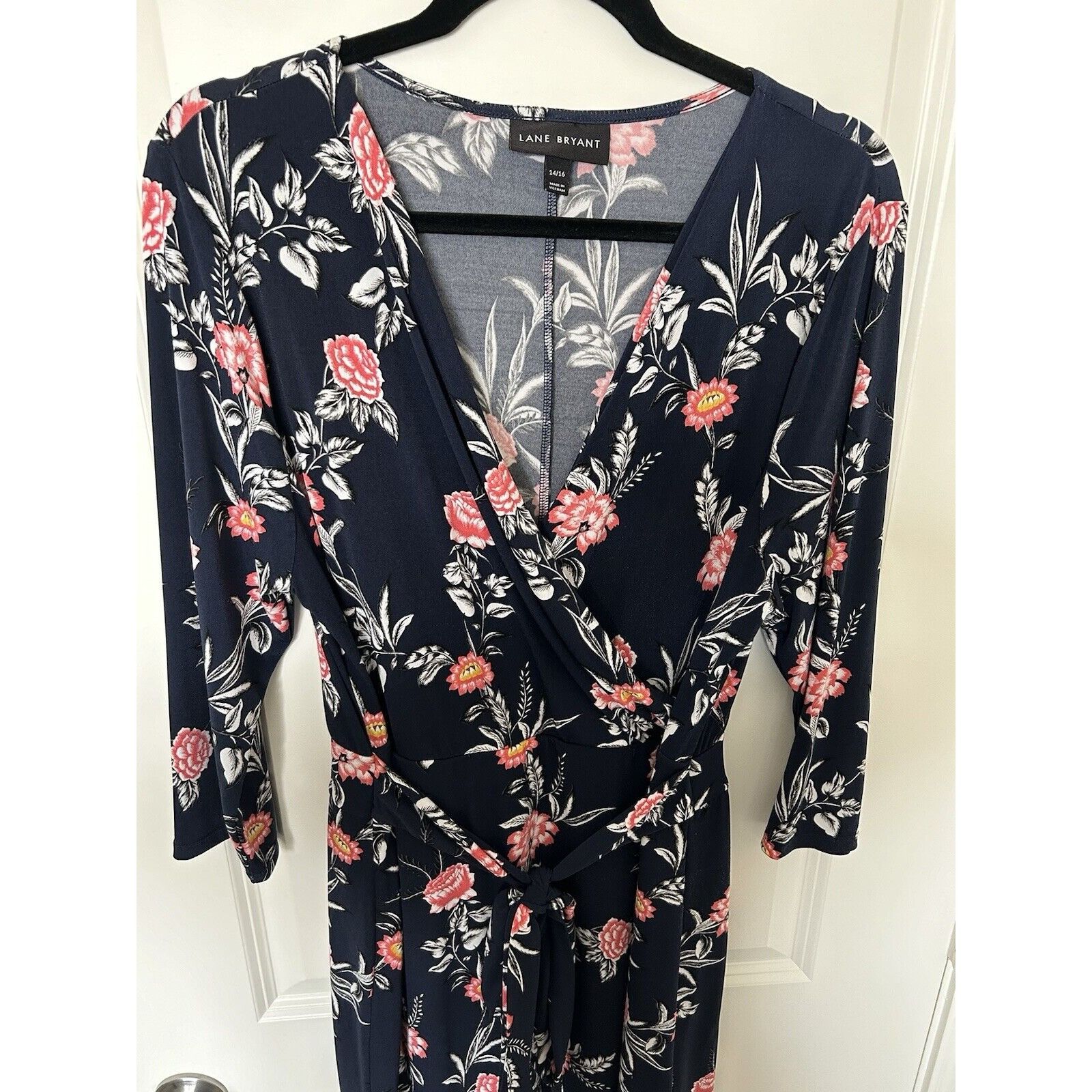 Other Lane Bryant Womens Blue Floral Faux Wrap Dress Sz 14/16 Stre Size XL / US 12-14 / IT 48-50 - 4 Thumbnail