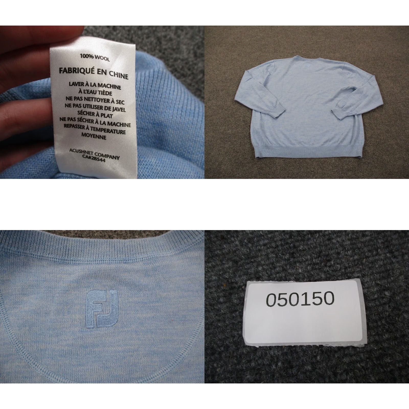 Footjoy FootJoy Sweater Mens L Blue Wool Golf V-Neck Pullover Performance Size US L / EU 52-54 / 3 - 8 Thumbnail