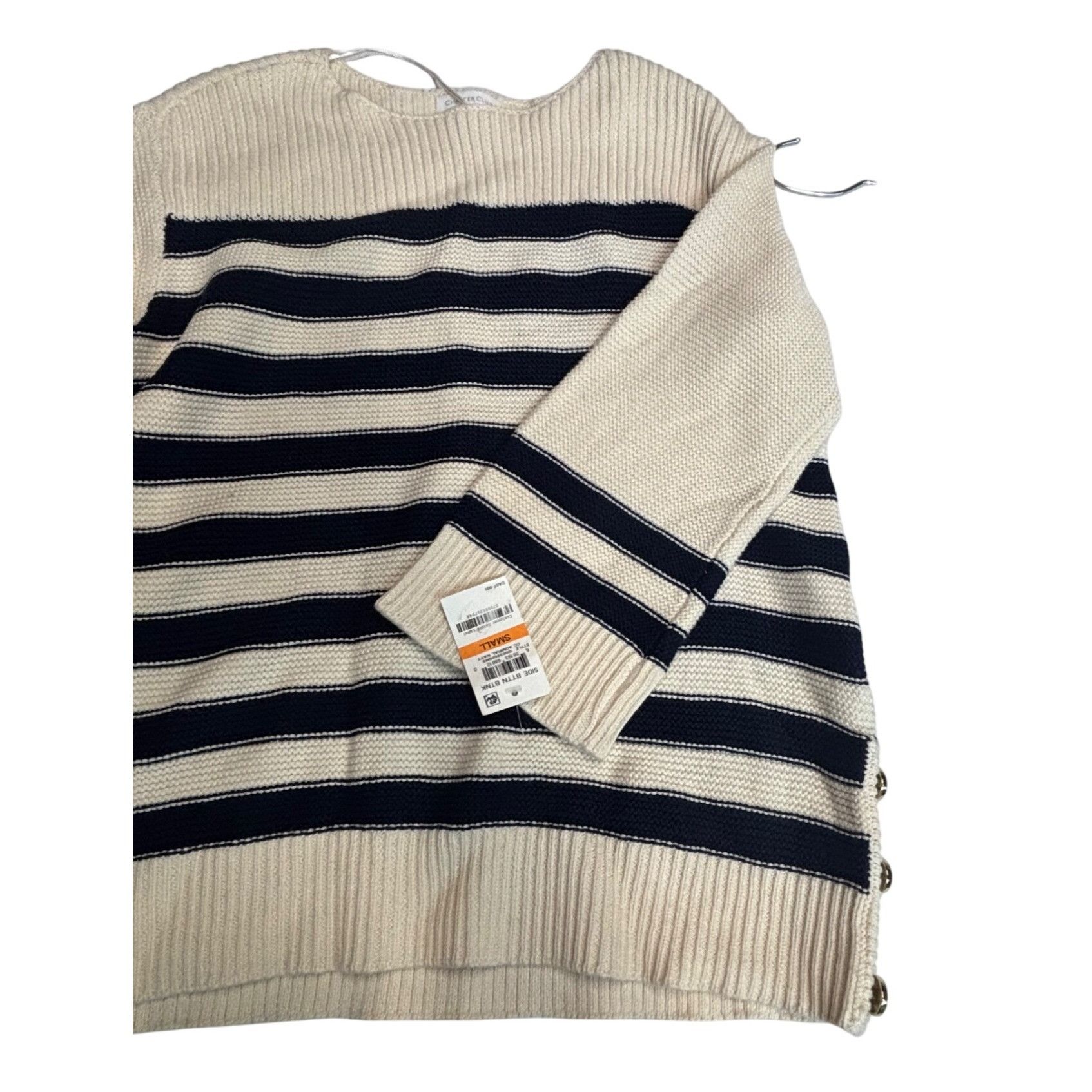 Charter Club Charter Club Striped Boat-Neck Sweater, Cream/ Admiral Blue, Size S / US 4 / IT 40 - 10 Thumbnail