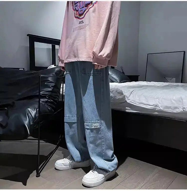 Retro loose fitting straight leg jeans