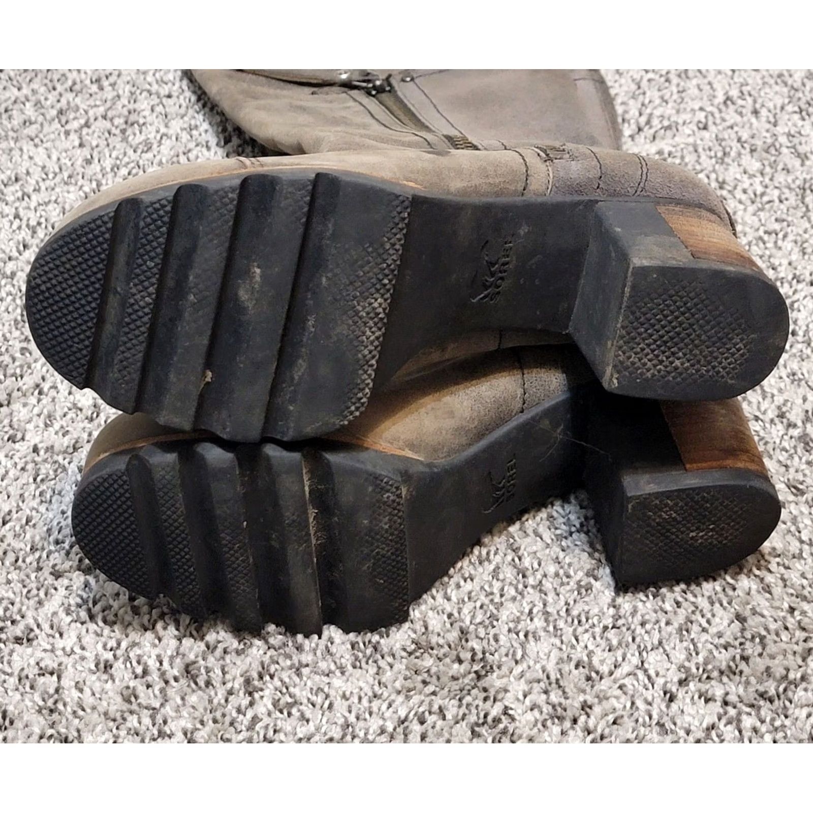 SOREL Sorel Boots NL2301 Addington Distressed Gray Leather Tall Heeled Boots M Gray Mens Womens Shoes Size 6 7 40 40? Size US 6 / IT 36 - 3 Thumbnail