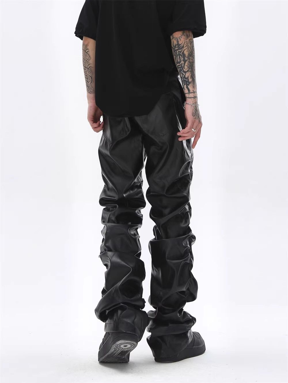 Japanese Brand Punk niche design hip-hop loose casual leather pants Size US 32 / EU 48 - 4 Thumbnail