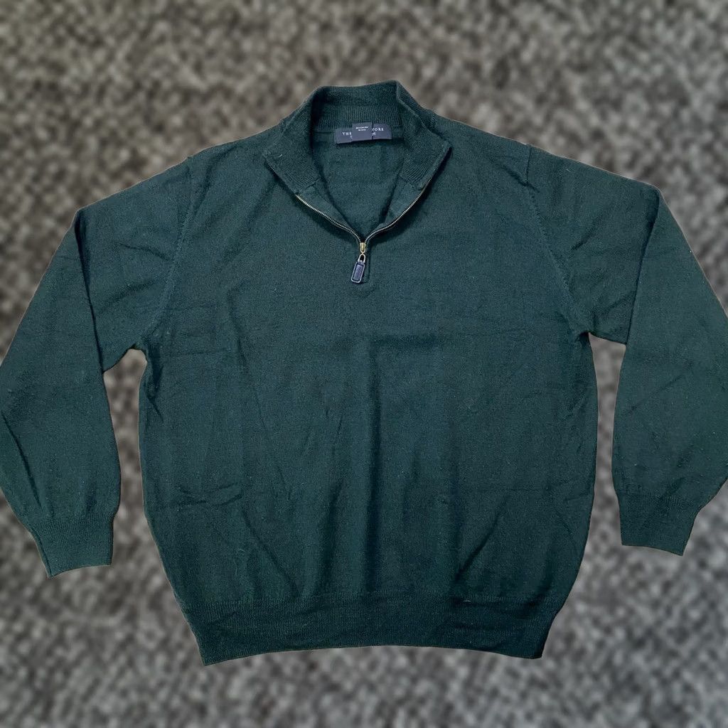 Vintage The Mens Store Bloomingdales Sweater L Green Merino Wool Quarter Zip Pullover Size US L / EU 52-54 / 3 - 1 Thumbnail