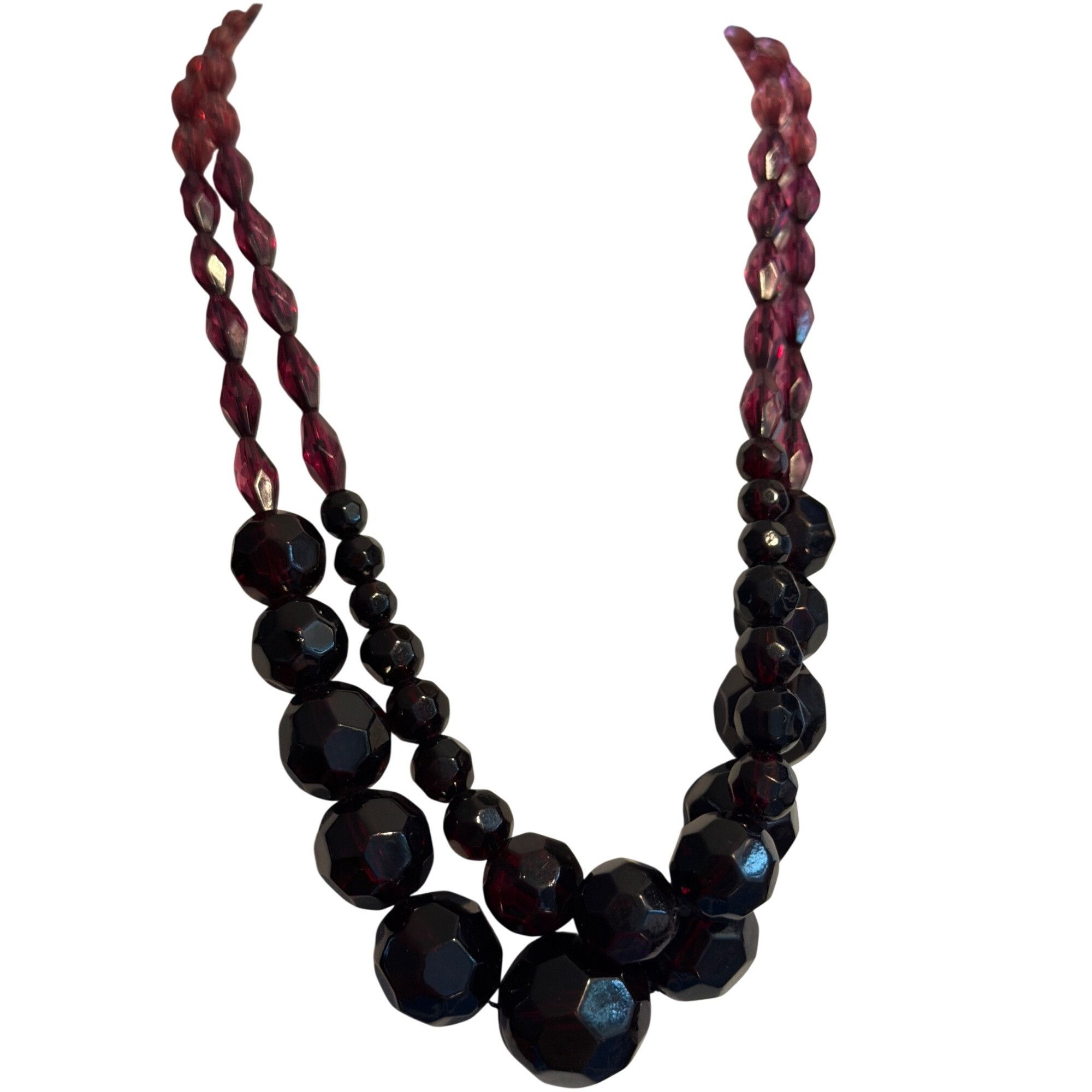 Ann Taylor Ann Taylor 2 String Glass Bead Necklace Purple Graduated Gol Size ONE SIZE - 1 Thumbnail