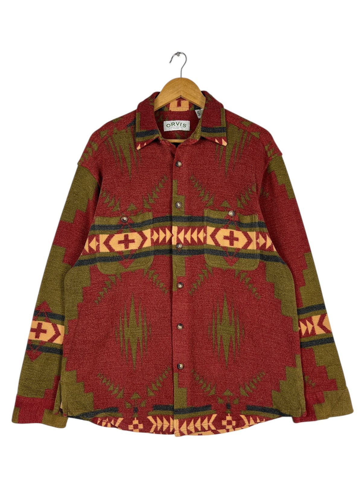 Orvis 🔥 VINTAGE ORVIS AZTEC MOTIVE FLEECE FLANNEL SHIRT JACKET Size US M / EU 48-50 / 2 - 6 Thumbnail