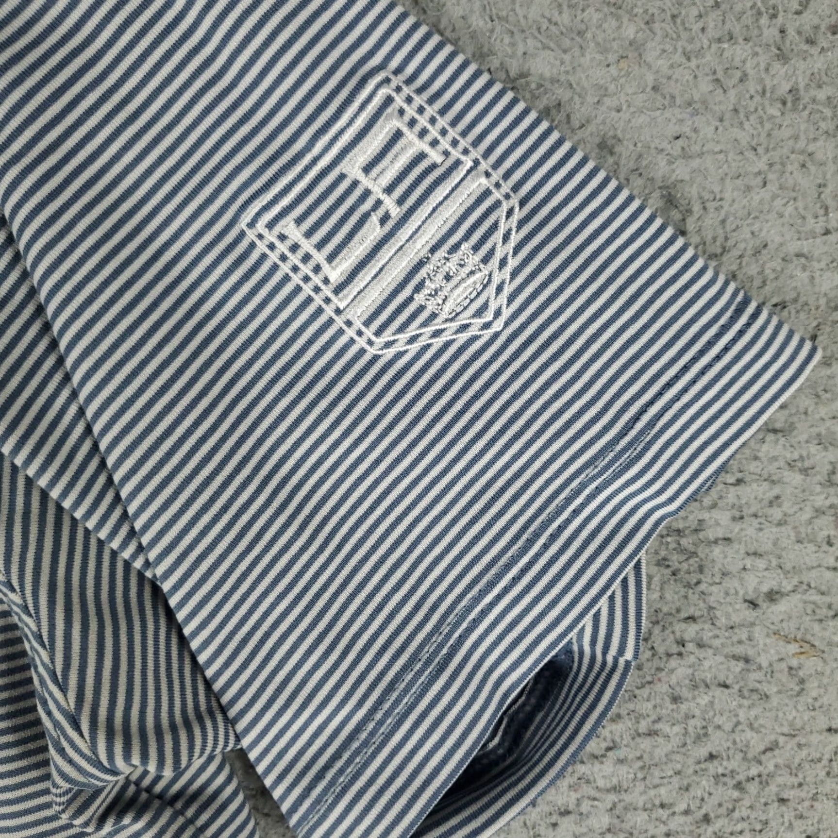 Vintage Greyson Polo Shirt Mens M Blue Gray Striped Wolf Golf Casual Short Sleeve Shirt Polo Mens Size US M / EU 48-50 / 2 - 3 Thumbnail