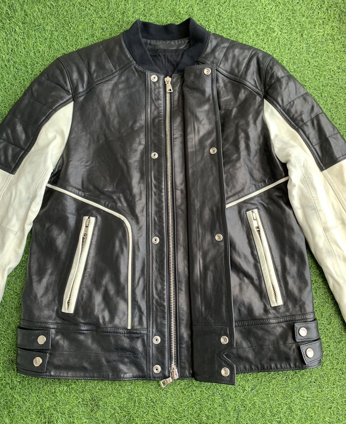 SS 15 Balmain Bomber Bikers Lamb Leather Jacket
