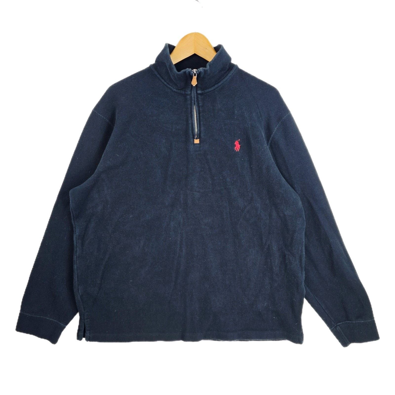 Polo Ralph Lauren Polo Ralph Lauren 1/4 Zip Sweater Size XL Black Red Pony Size US XL / EU 56 / 4 - 1 Thumbnail
